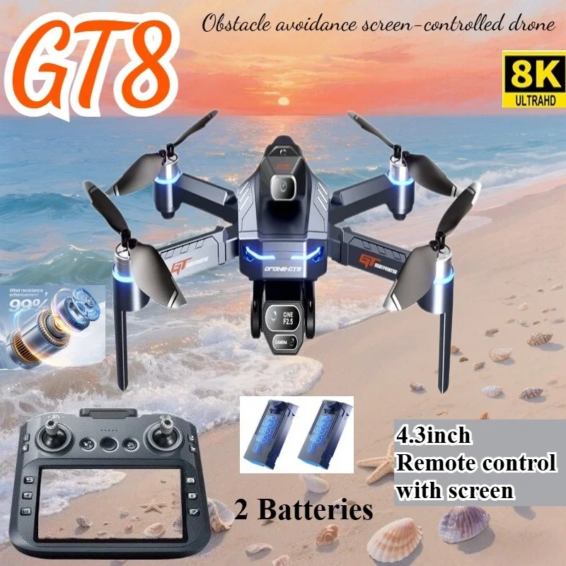 Drone Multispectral - ドローン 4K HD GT8 カメラ障害物回避航空写真ブラシレスドローン スクリーン付き折りたたみ式