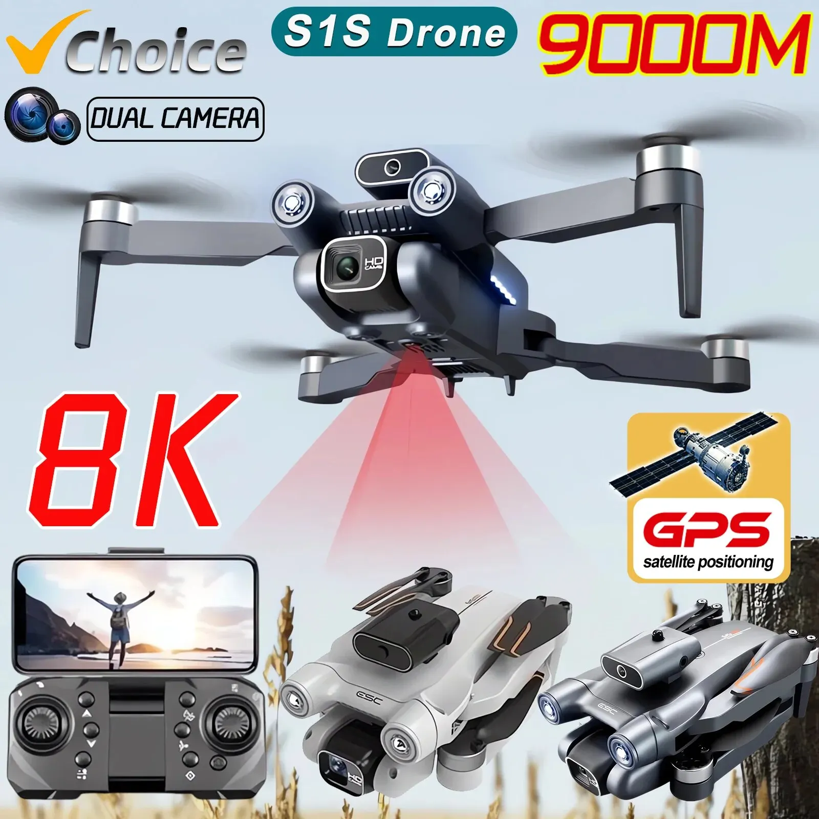プロのブラシレスモーター付きドローン,GPS付きクワッドコプ - Drone Cinematic のレビューと価格