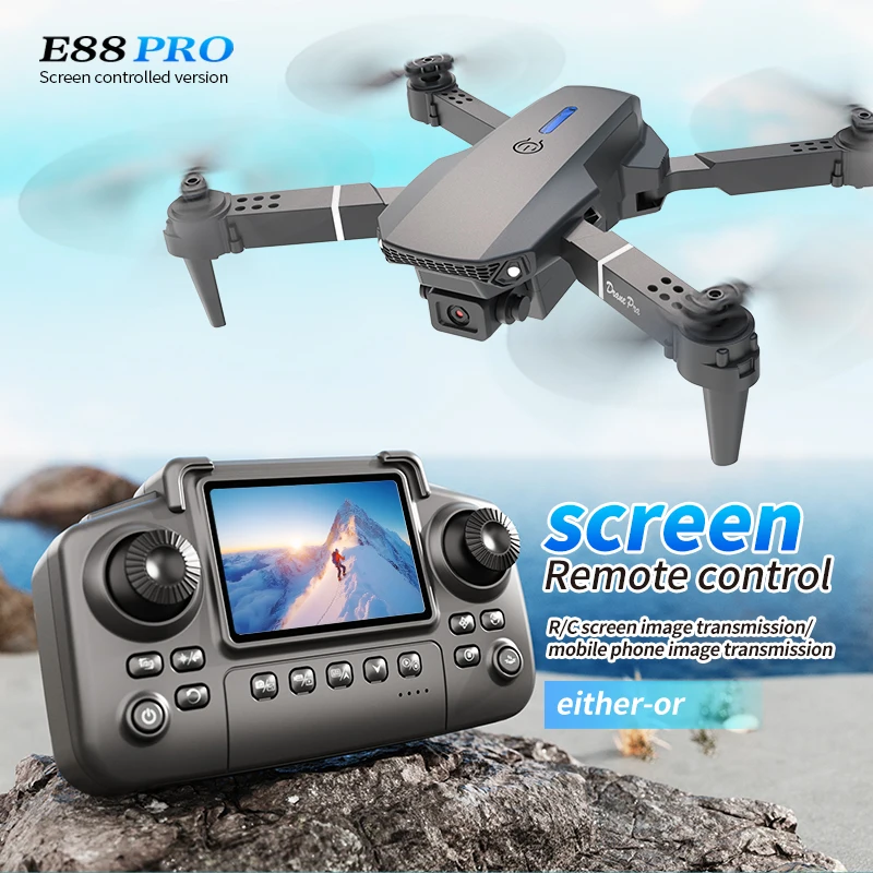 プロフェッショナルE88 PROドローン、スクリーン付き8K - Drone Cinematic のレビューと価格