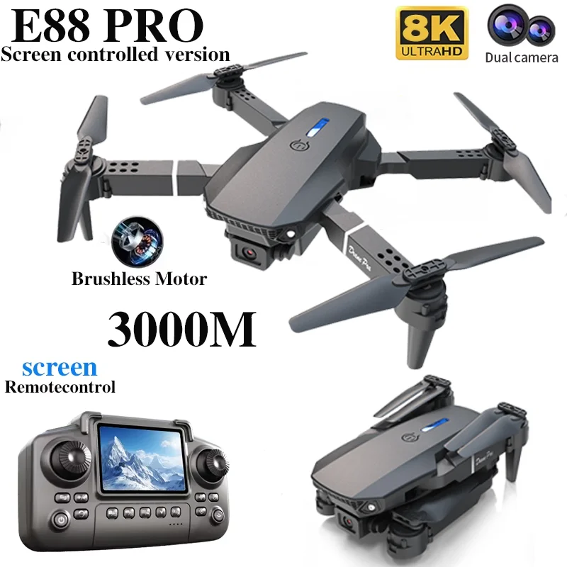 プロフェッショナルE88 PROドローン、スクリーン付き8K - Drone Cinematic のレビューと価格