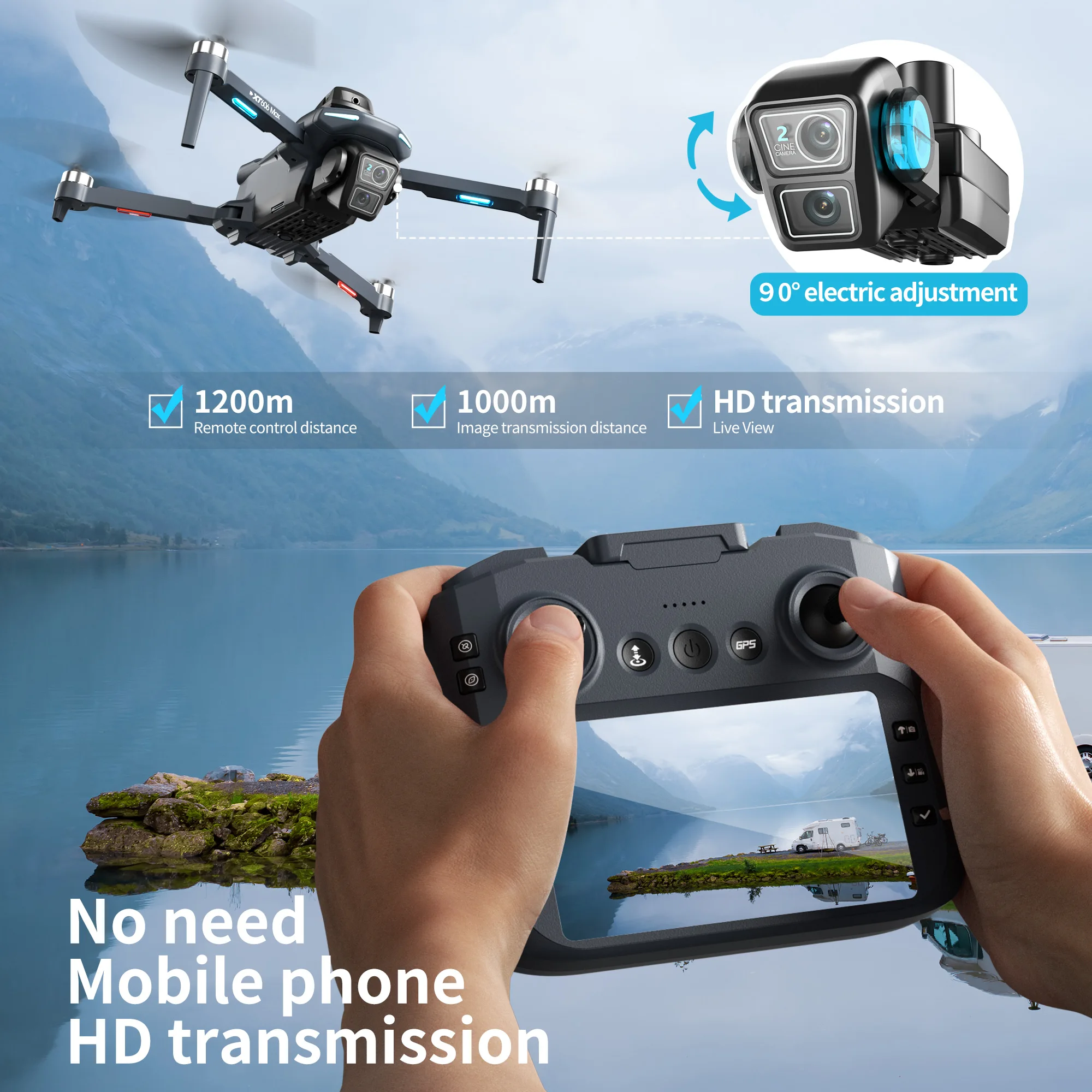 オリジナルXT606 MAX GPSドローン HD 8K プ - Drone Multispectral のレビューと価格